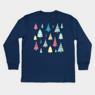 Christmas tree pattern, pastel Kids Long Sleeve T-Shirt